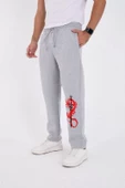 Kışlık Baskılı Eşofman Pantolon - Gri - 1