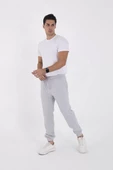 Unisex Kışlık Lastikli Eşofman Pantolon - Gri - 4