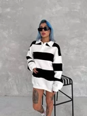 Unisex  Parçalı Yakalı SweatShirt - Siyah - 1