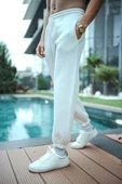Basic Lastikli Eşofman Pantolon - Beyaz - 7