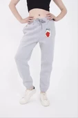 Lastikli Baskılı Eşofman Pantolon - Gri - 5