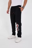 Kışlık  Baskılı Eşofman Pantolon - Siyah - 2