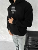 Kışlık Kapşonlu SweatShirt - Siyah - 1