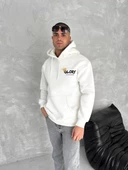 Kışlık  Kapşonlu SweatShirt - Beyaz - 1