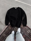 Kışlık Bisiklet Yaka  Basic SweatShirt - Siyah - 5