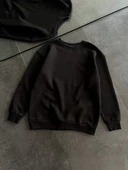 Kışlık Bisiklet Yaka  Basic SweatShirt - Siyah - 4