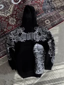 Kışlık Baskılı Kapşonlu SweatShirt - Siyah - 4