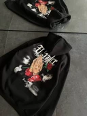 Penye Uzun Kol Kapşonlu Baskılı SweatShirt - Siyah - 1