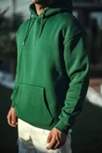 Penye Kapşonlu Basic SweatShirt - Haki - 3