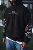 Kuru Kafa Baskılı Kapşonlu SweatShirt - Siyah - 2