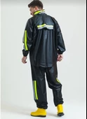 Unisex Tam Kalıp Motorcu Kurye Su Gecirmez Yağmurluk Takım - Siyah - 7