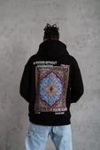 Erkek Kilim Desen Kapüşonlu - Siyah - 2