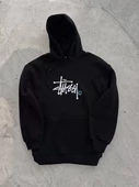 Kapşonlu Baskılı SweatShirt - Siyah - 1