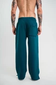 Unisex Boru Paça Baggy Eşofman Pantalon - Koyu Deniz Yeşili - 6
