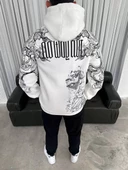 Kapşonlu  Baskılı SweatShirt - Beyaz - 2