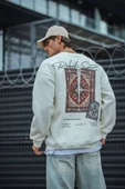 Bisiklet Yaka Baskılı SweatShirt - Beyaz - 2