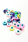 90 Adet 10 mm Polimer Kil Fimo Boncuk Takı Bileklik + 5 Metre Misina Hediye - Smile - Nazar - Love - 3