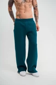 Unisex Boru Paça Baggy Eşofman Pantalon - Koyu Deniz Yeşili - 1