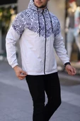 Unisex Kapüşonlu Astarlı Yağmurluk - Beyaz - 2