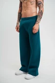 Unisex Boru Paça Baggy Eşofman Pantalon - Koyu Deniz Yeşili - 7