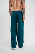 Unisex Boru Paça Baggy Eşofman Pantalon - Koyu Deniz Yeşili - 5