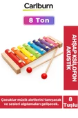 Eğitici Tın Ayarlı 8 Nota 8 Ton 25 Cm 8 Tuşlu Sesli Selefon Ahşap Ksilofon Akustik Tangram Hediyeli - 1
