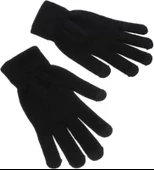 Unisex Triko Dokuma Eldiven - Siyah - 2