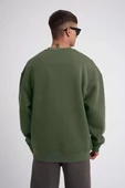 Unisex Biskilet Yaka  SweatShirt - Haki - 2