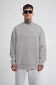 Unisex Biskilet Yaka  SweatShirt - Gri - 1