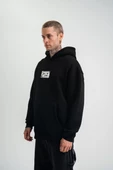 Unisex Kapşonlu Uzun Kol Patchli Nakışlı SweatShirt  - Siyah - 7