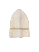 Kadın Dokuma Simli Triko Bere - Beyaz - 1