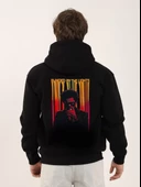 Unisex Baskılı Oversize  Kapüşonlu Sweatshirt - Siyah - 2