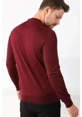 Unisex Biskilet Yaka Dokuma Triko - Bordo - 3