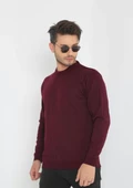 Unisex Biskilet Yaka Dokuma Triko - Bordo - 4