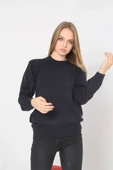 Unisex Uzun Kol Biskilet Yaka Dokuma Triko - Indigo - 1