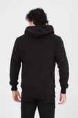 Unisex Tam Fermuarlı Kapşonlu  SweatShirt - Siyah - 6