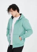 Unisex Tam Fermuarlı Kapşonlu  SweatShirt - Mint Yeşili - 5