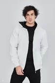 Unisex Tam Fermuarlı Kapşonlu  SweatShirt - Beyaz - 7