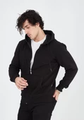 Unisex Tam Fermuarlı Kapşonlu  SweatShirt - Siyah - 5