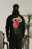 Unisex Kapşonlu Baskılı Sweetshirt - Siyah - 1