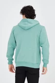 Unisex Tam Fermuarlı Kapşonlu  SweatShirt - Mint Yeşili - 2