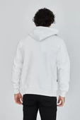 Unisex Tam Fermuarlı Kapşonlu  SweatShirt - Beyaz - 4