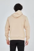 Unisex Tam Fermuarlı Kapşonlu  SweatShirt - Bej - 4