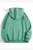Pamuklu Unisex Kapşonlu Sweetshirt - Mint Yeşili - 2