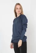 Unisex Uzun Kol Biskilet Yaka Dokuma Triko - Lacivert - 2