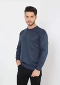 Unisex  Biskilet Yaka Dokuma Triko - Indigo - 3