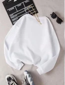 Biskilet Yaka Basic SweatShirt - Beyaz - 1