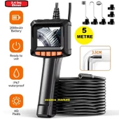 Endüstriyel Endoskop 5 Metre Yılan Kamera 2.4 İnç IPS Ekran IP67 Su Geçirmez Kamera HD1080P 8mm - 1