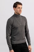 Unisex Tam Boğazlı Balıkçı Yaka Dokuma Triko - Füme - 5