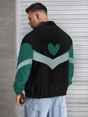 Unisex Uzun Kollu Paraşüt Kumaş Rüzgarlik - Siyah - 2